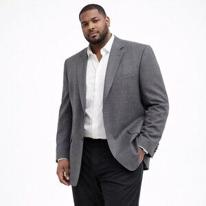 JOSEPH & FEISS jacket blazer sport coat charcoal gray 54L 100% wool business